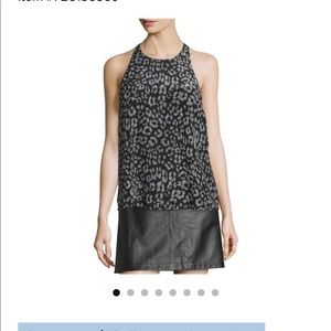 Joie Grey/Black Silk Animal Print Tank Sz XS